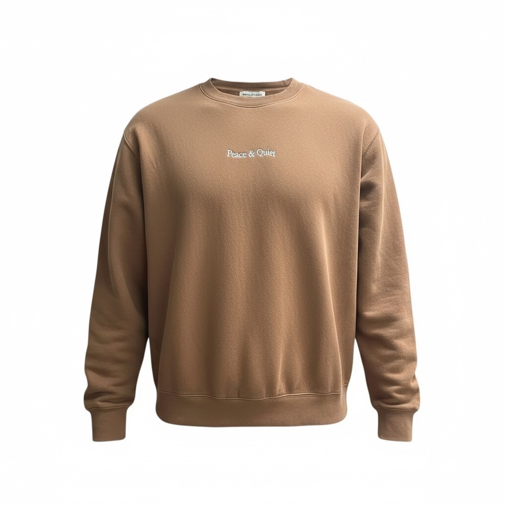 NWT Museum of Peace & Quiet Wordmark Crewneck 'Adobe' in size Large